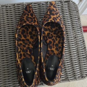 Zara Leopard Print Pointed Toe Mules - Brown & Black
